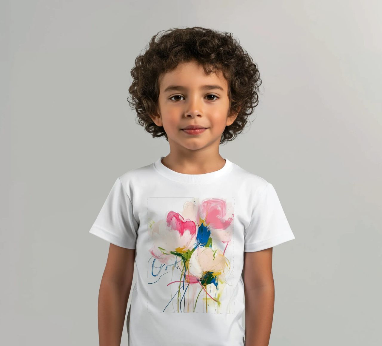 Abstrakte rosa Blumen Kinder T-Shirt von Olga Wildrose