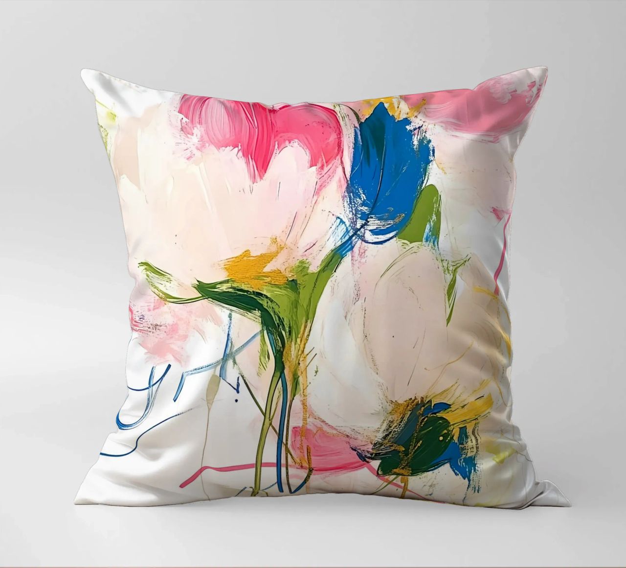 Abstrakte rosa Blumen Kissen von Olga Wildrose