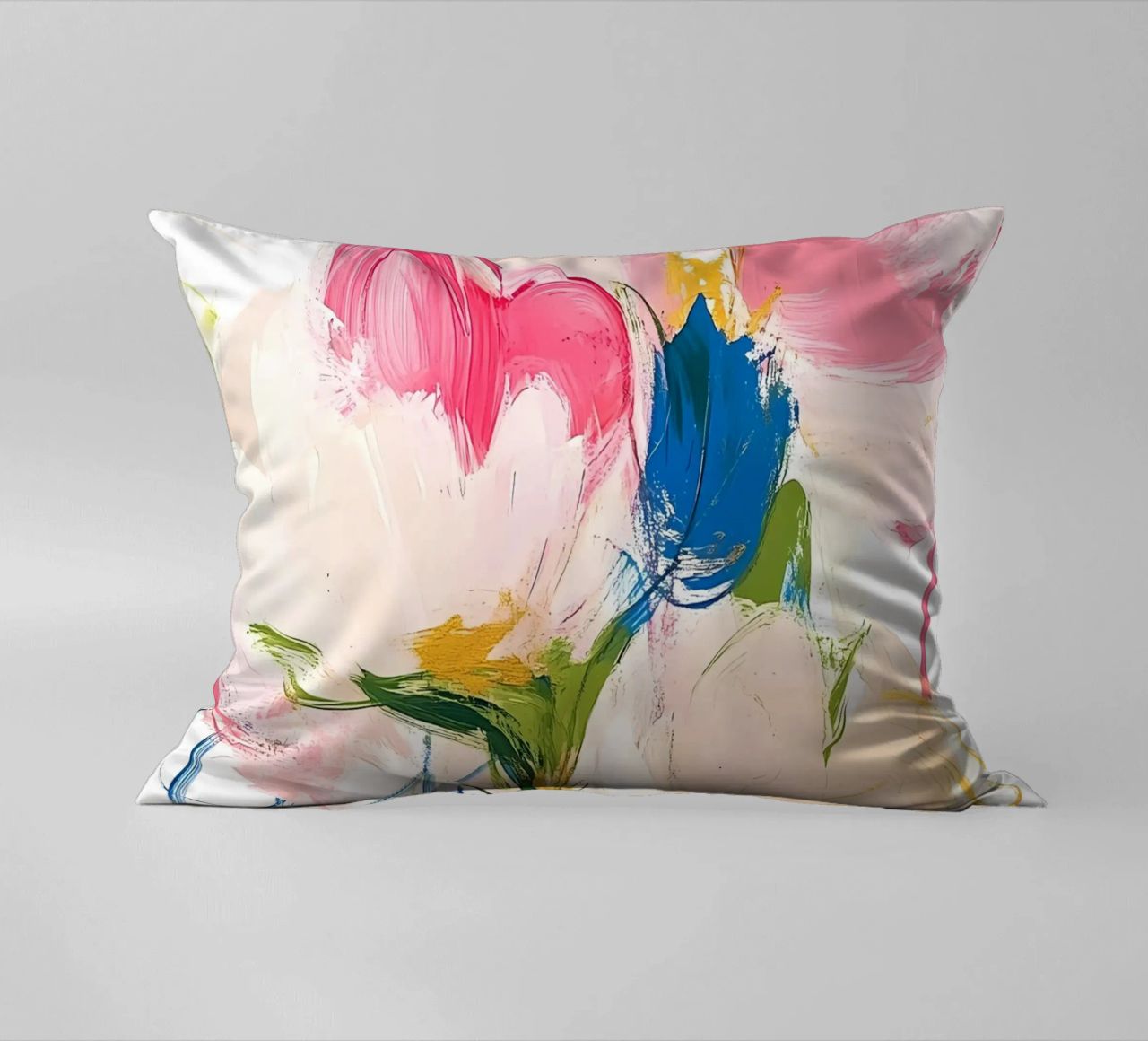 Abstrakte rosa Blumen Kissen von Olga Wildrose
