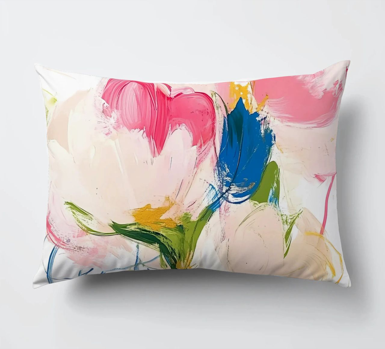 Abstrakte rosa Blumen Kissen von Olga Wildrose