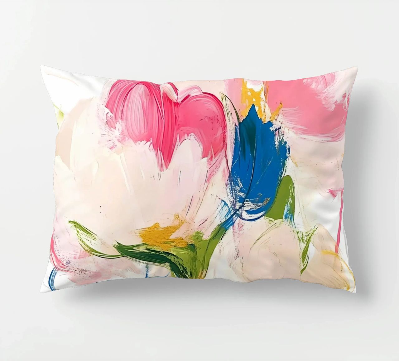 Abstrakte rosa Blumen Kissen von Olga Wildrose