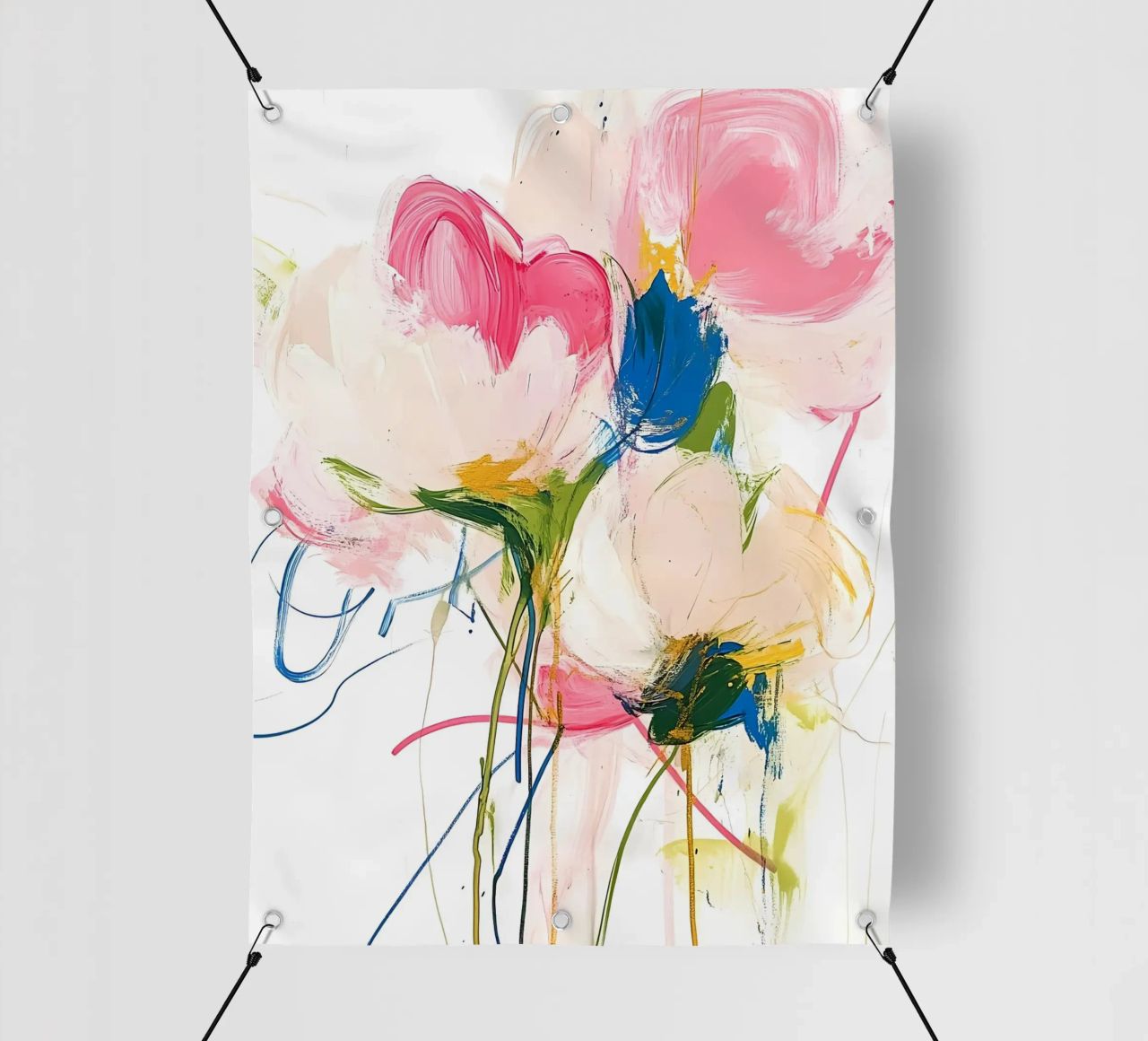 Abstrakte rosa Blumen PVC Plane von Olga Wildrose