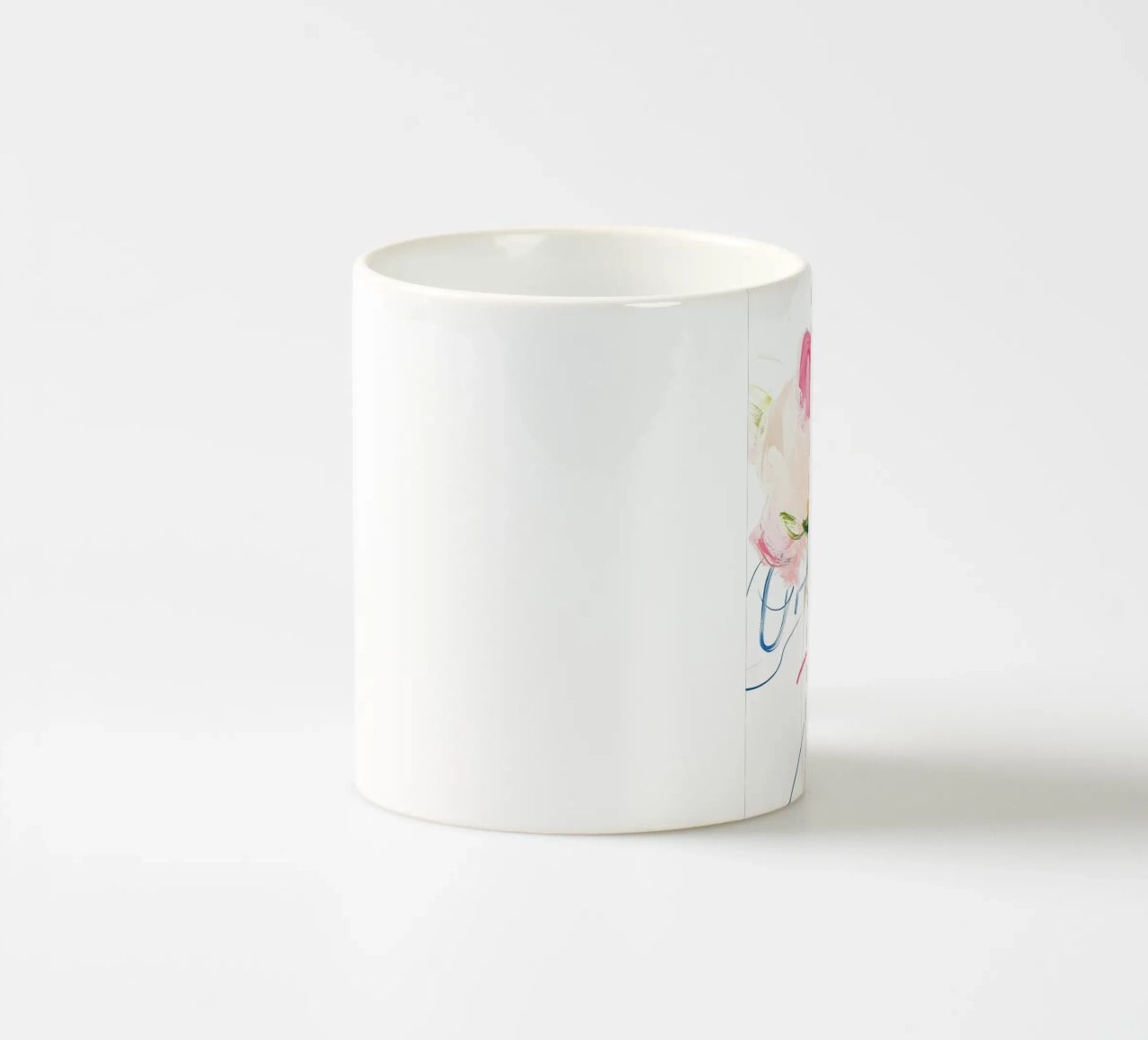 Abstrakte rosa Blumen Keramik Tasse von Olga Wildrose