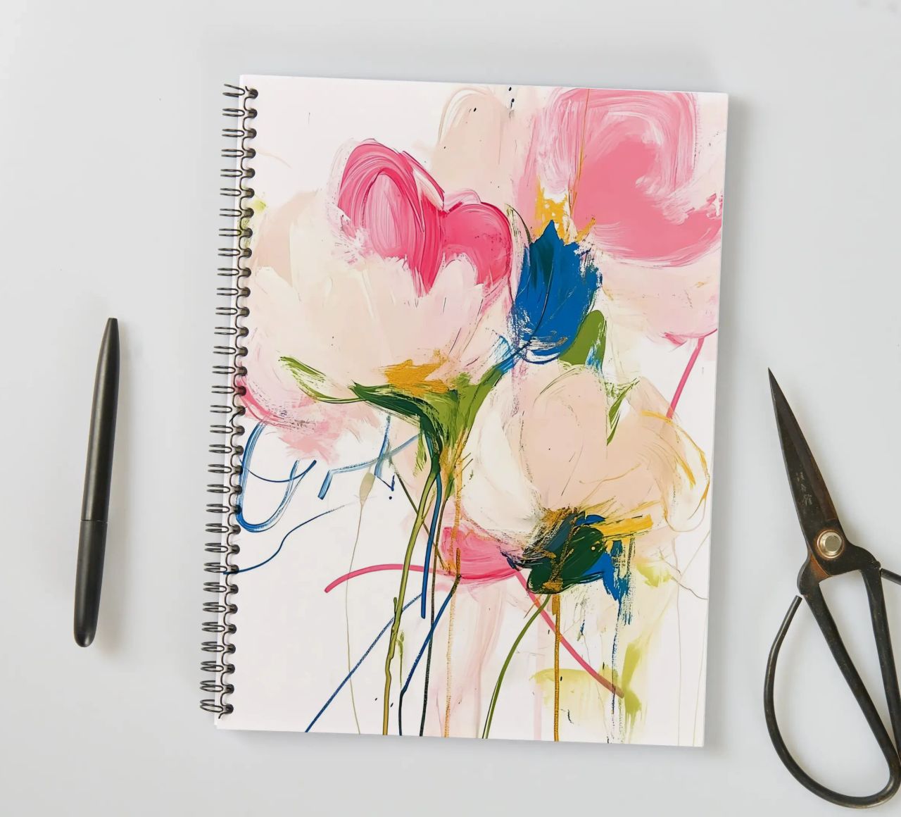 Abstrakte rosa Blumen Ringbuch von Olga Wildrose