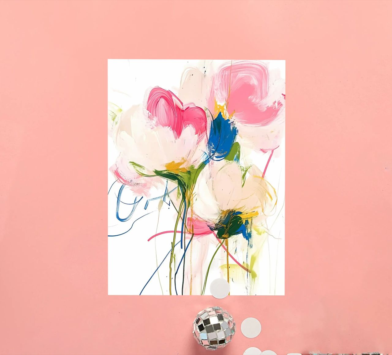 Abstrakte rosa Blumen Sticker von Olga Wildrose