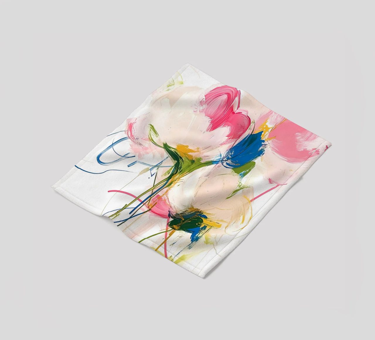 Abstrakte rosa Blumen Fleecedecke von Olga Wildrose