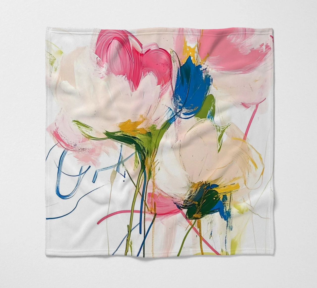 Abstrakte rosa Blumen Fleecedecke von Olga Wildrose