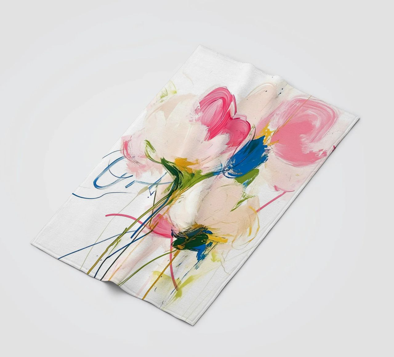Abstrakte rosa Blumen Fleecedecke von Olga Wildrose