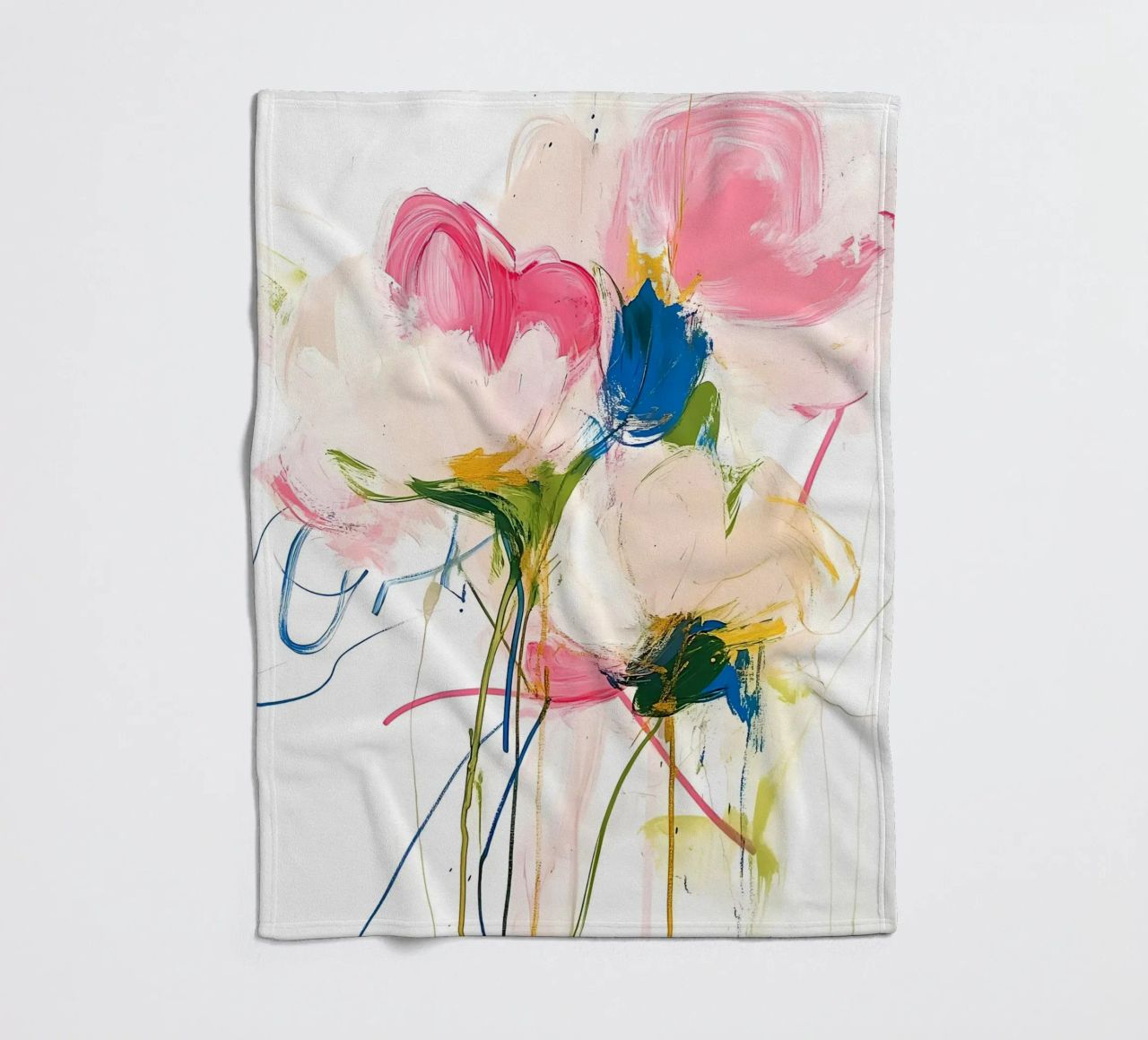 Abstrakte rosa Blumen Fleecedecke von Olga Wildrose