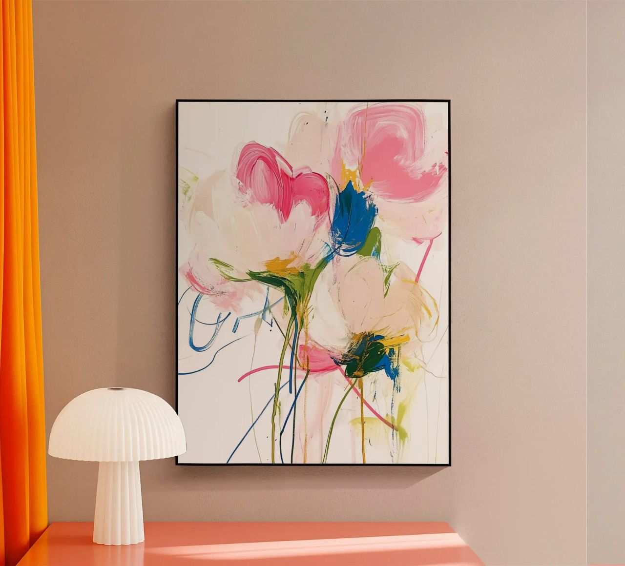 Abstrakte rosa Blumen Acryl-Glas von Olga Wildrose