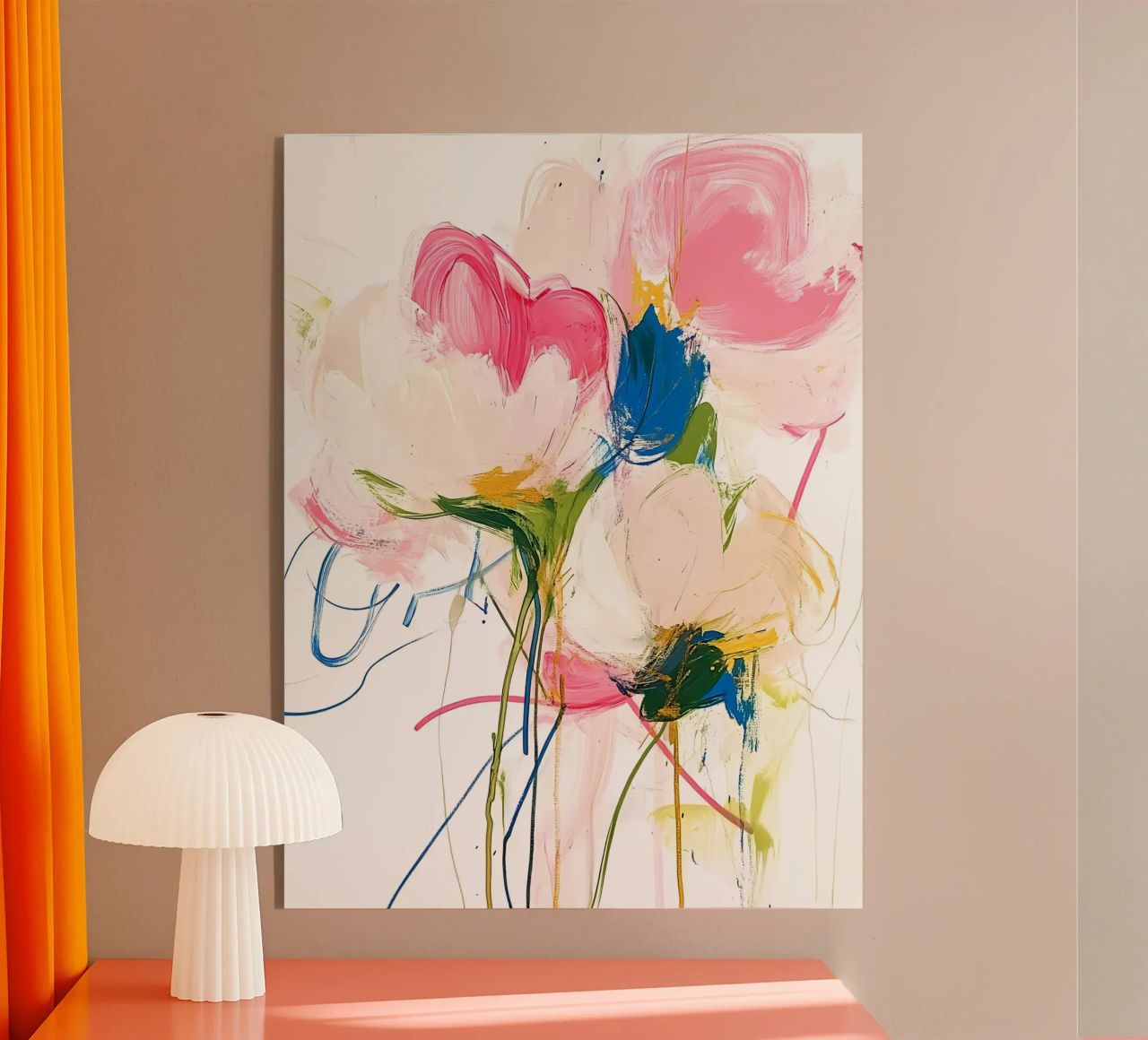 Abstrakte rosa Blumen Acryl-Glas von Olga Wildrose