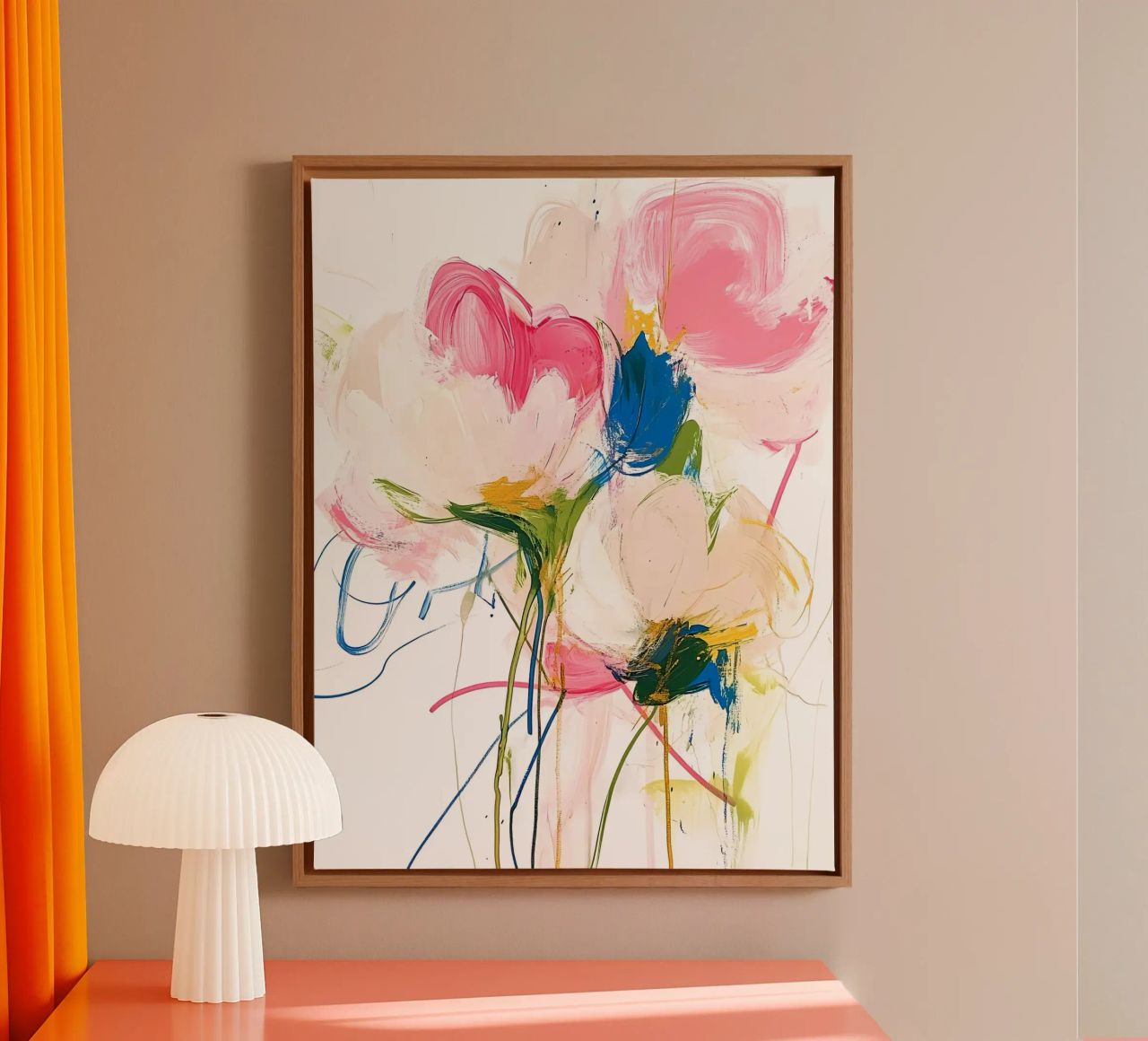 Abstrakte rosa Blumen Leinwand von Olga Wildrose