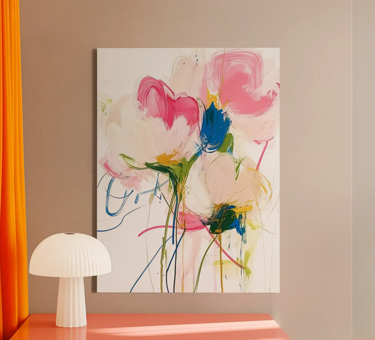 Fiori rosa astratti tela con Cornice a cassetta da IamHomeStudio