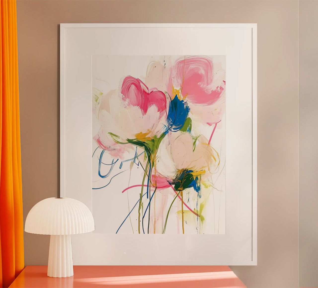 Abstrakte rosa Blumen Poster von Olga Wildrose
