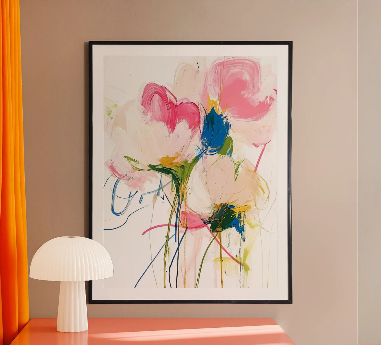 Abstrakte rosa Blumen Poster von Olga Wildrose