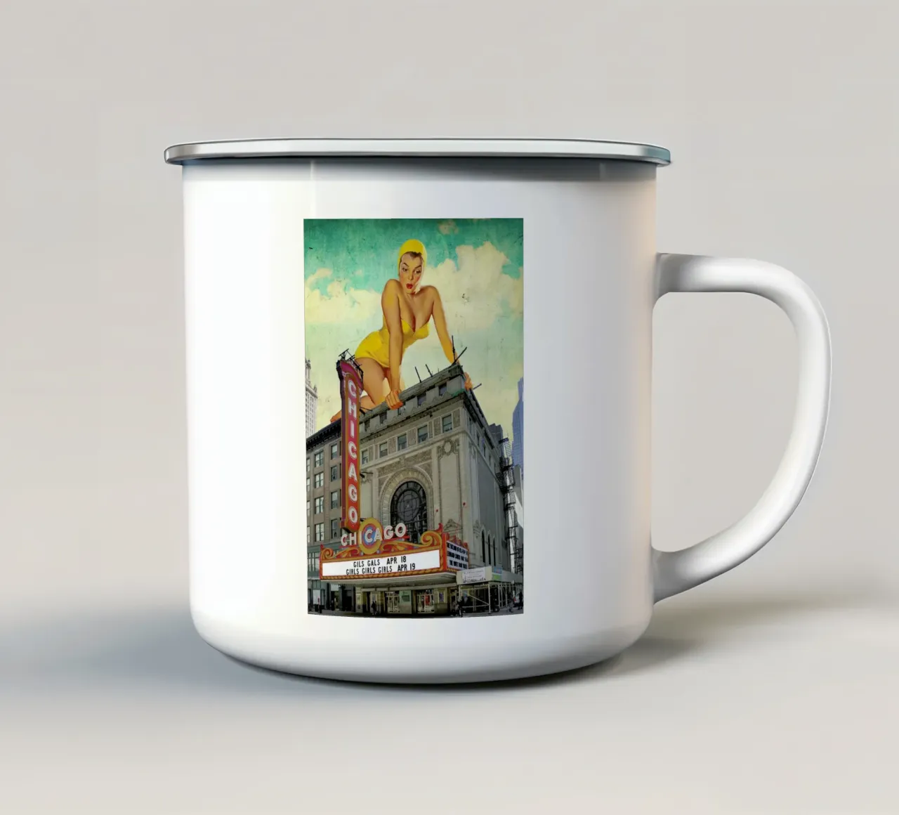Chicago Pinup tazza in smalto da Jason Brueck