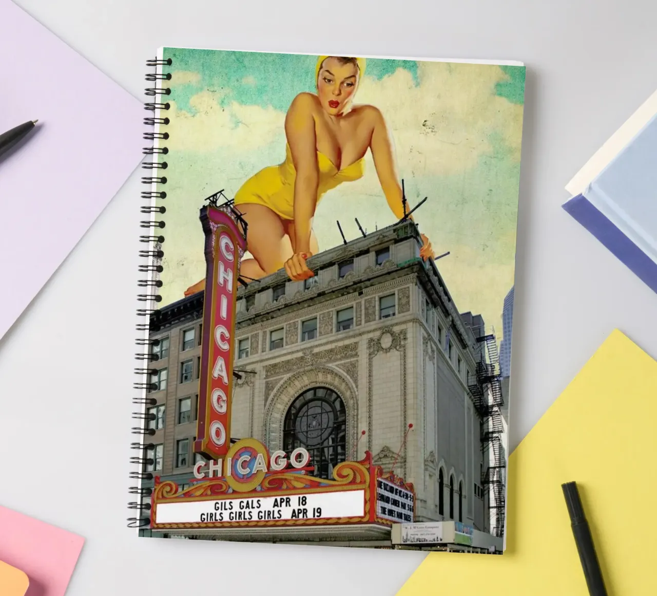 Chicago Pinup spiral notebook by Jason Brueck