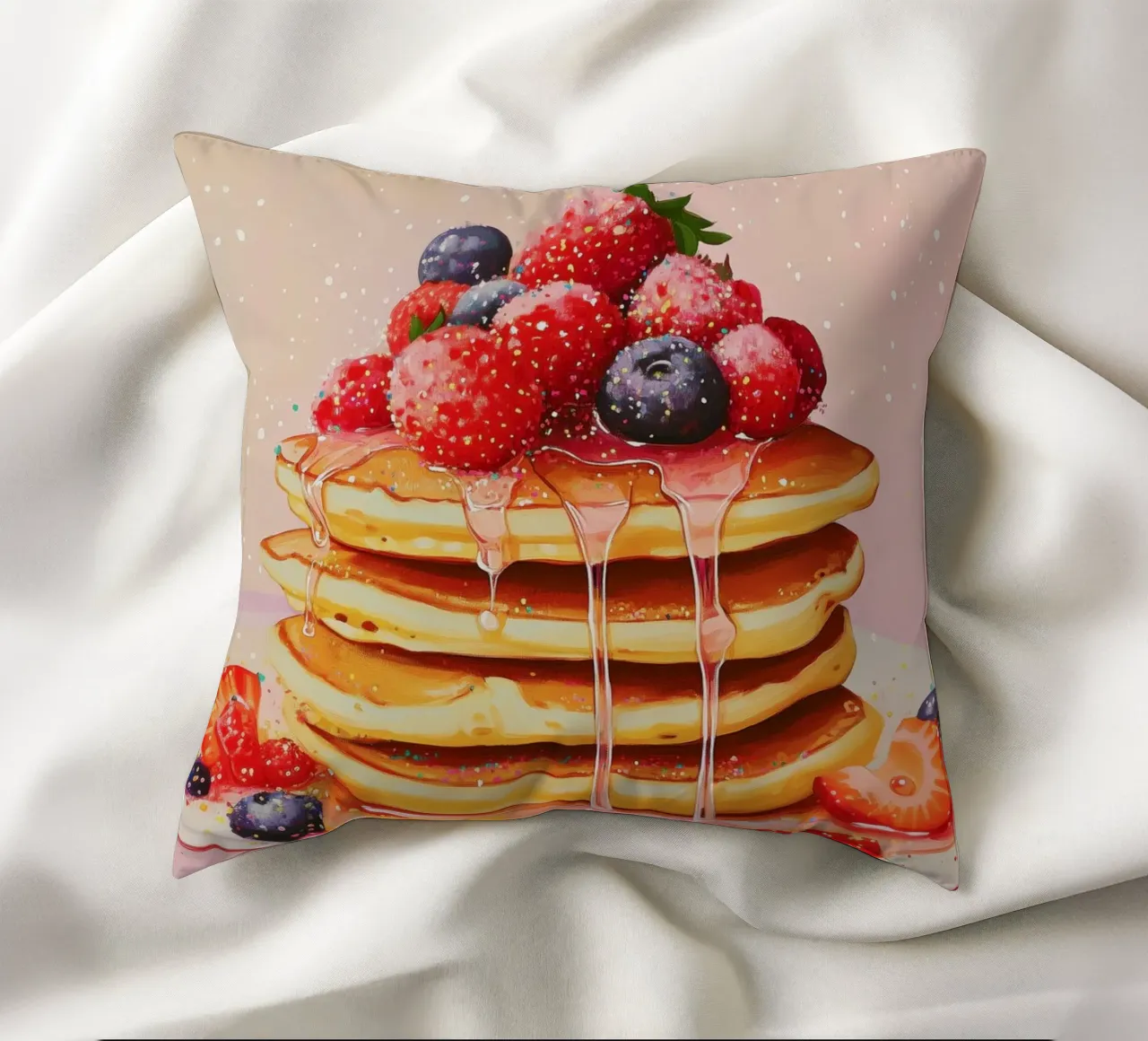 Pancake alla fragola cuscino da Melloi Art Print