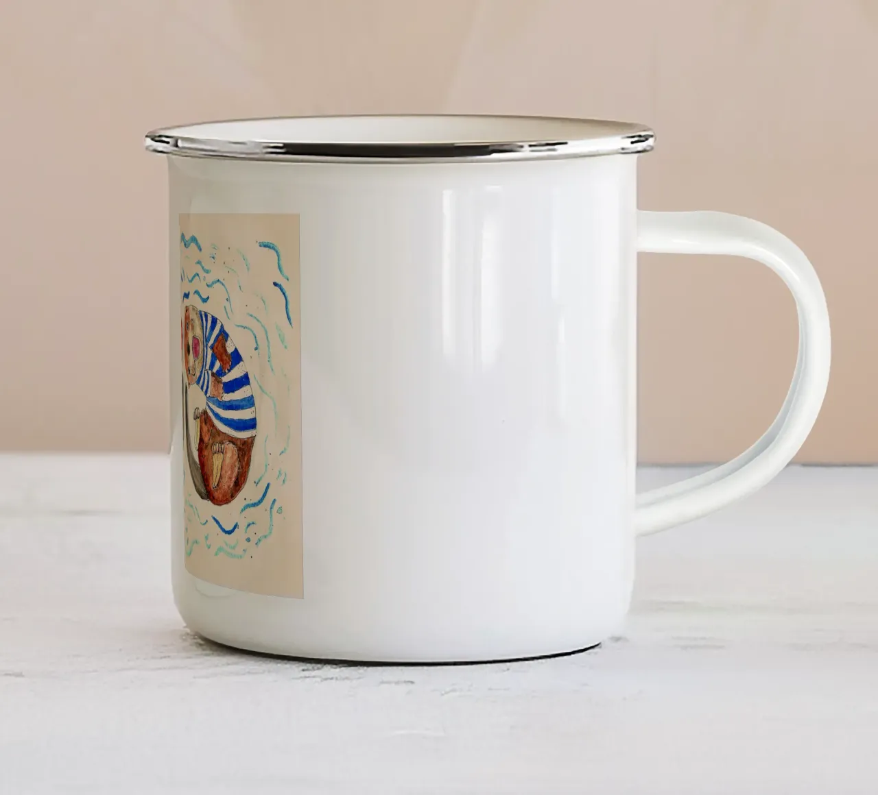 Amore per la lontra tazza in smalto da Illustration Raissa Oltmanns