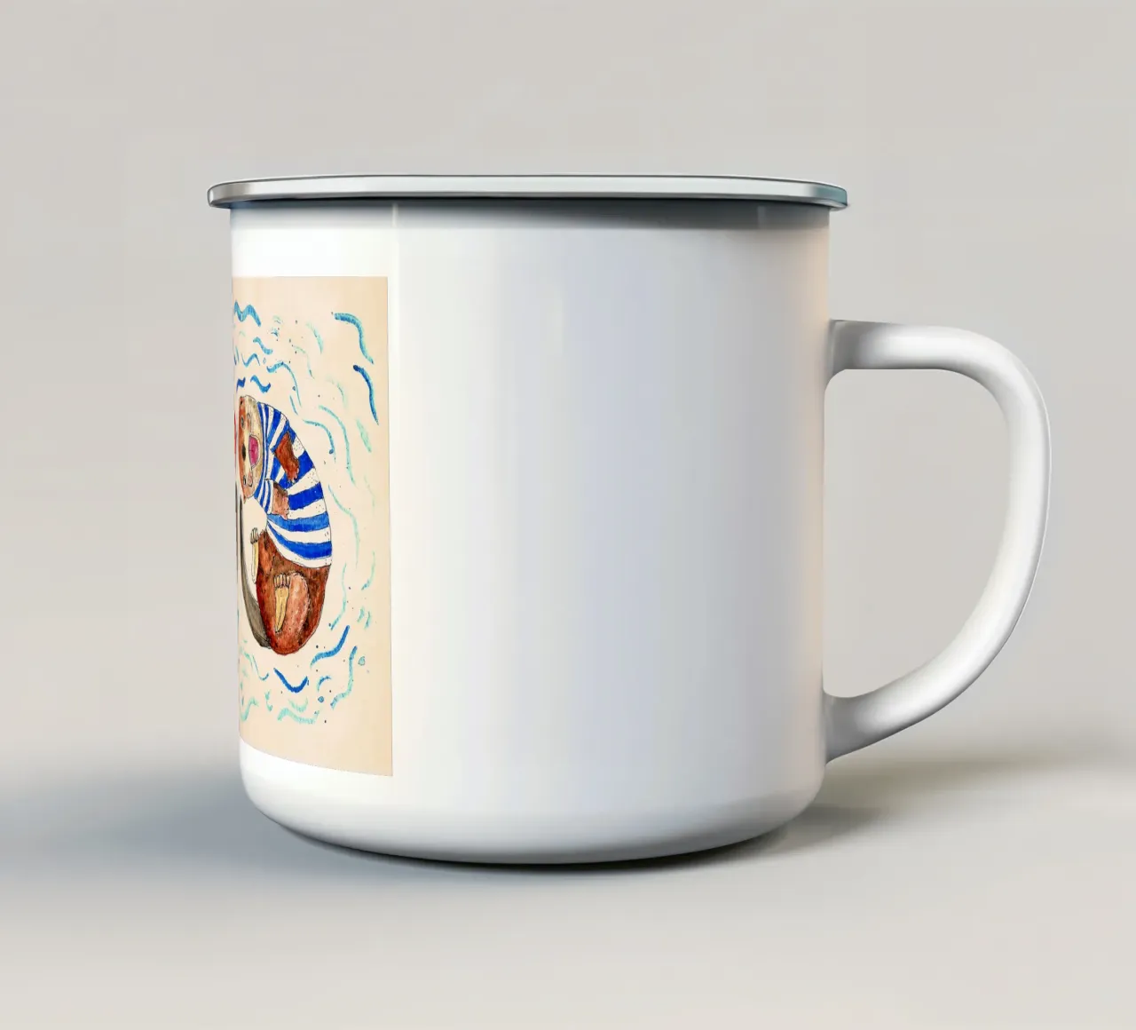 Amore per la lontra tazza in smalto da Illustration Raissa Oltmanns