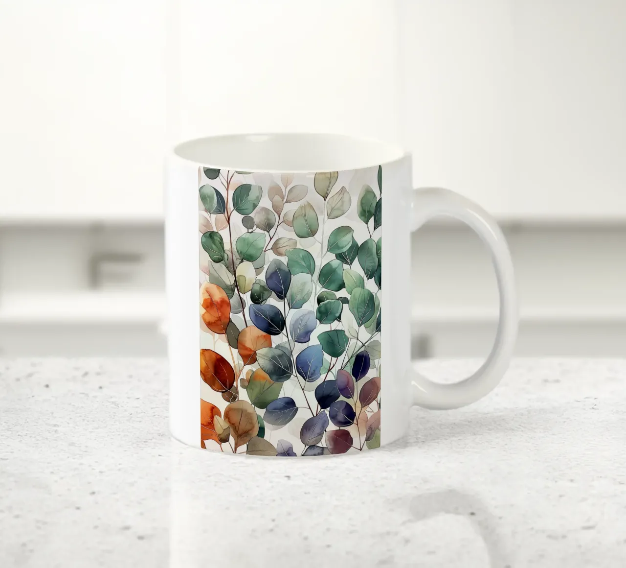 Natura fiori e foglie ad acquerello tazza in ceramica da Justyna Jaszke JBJart