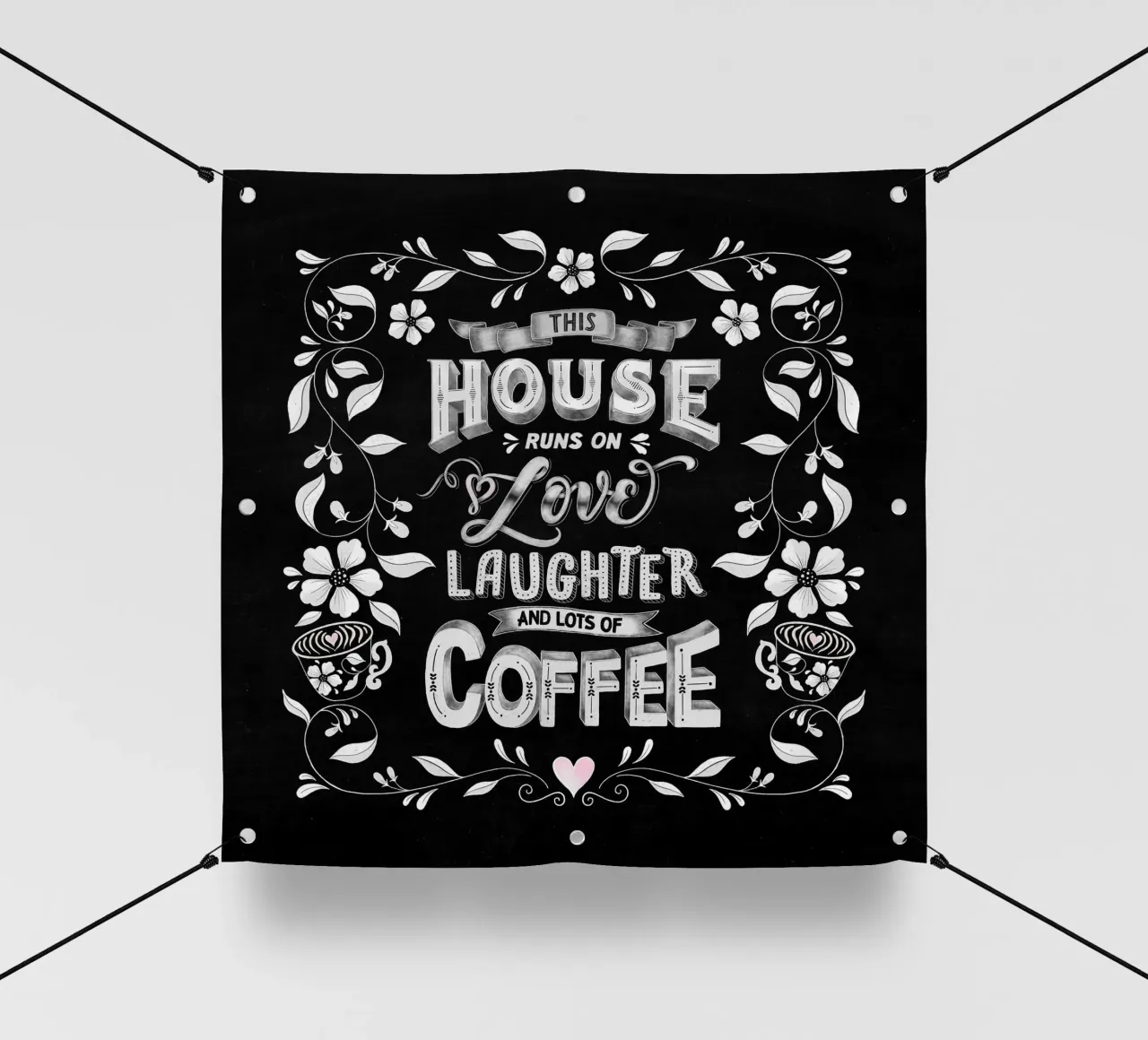 Kreide Lettering: Questa casa funziona con l'amore, le risate e il caffè telo in pvc da CalliLetters