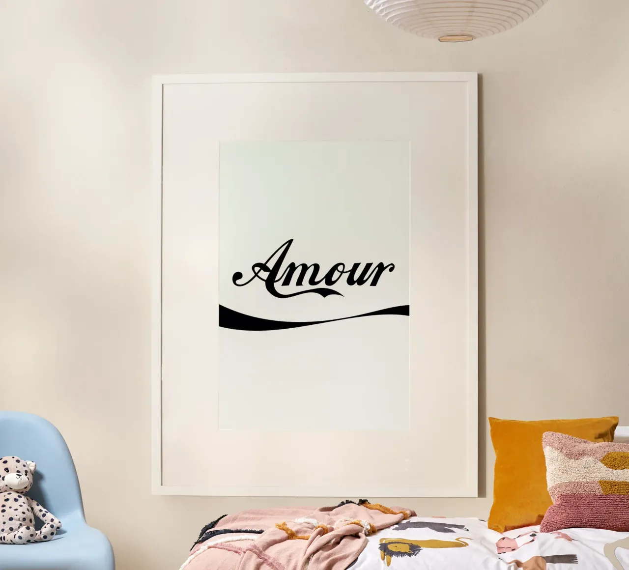 Amour White poster con telaio in plastica da FRAICHE