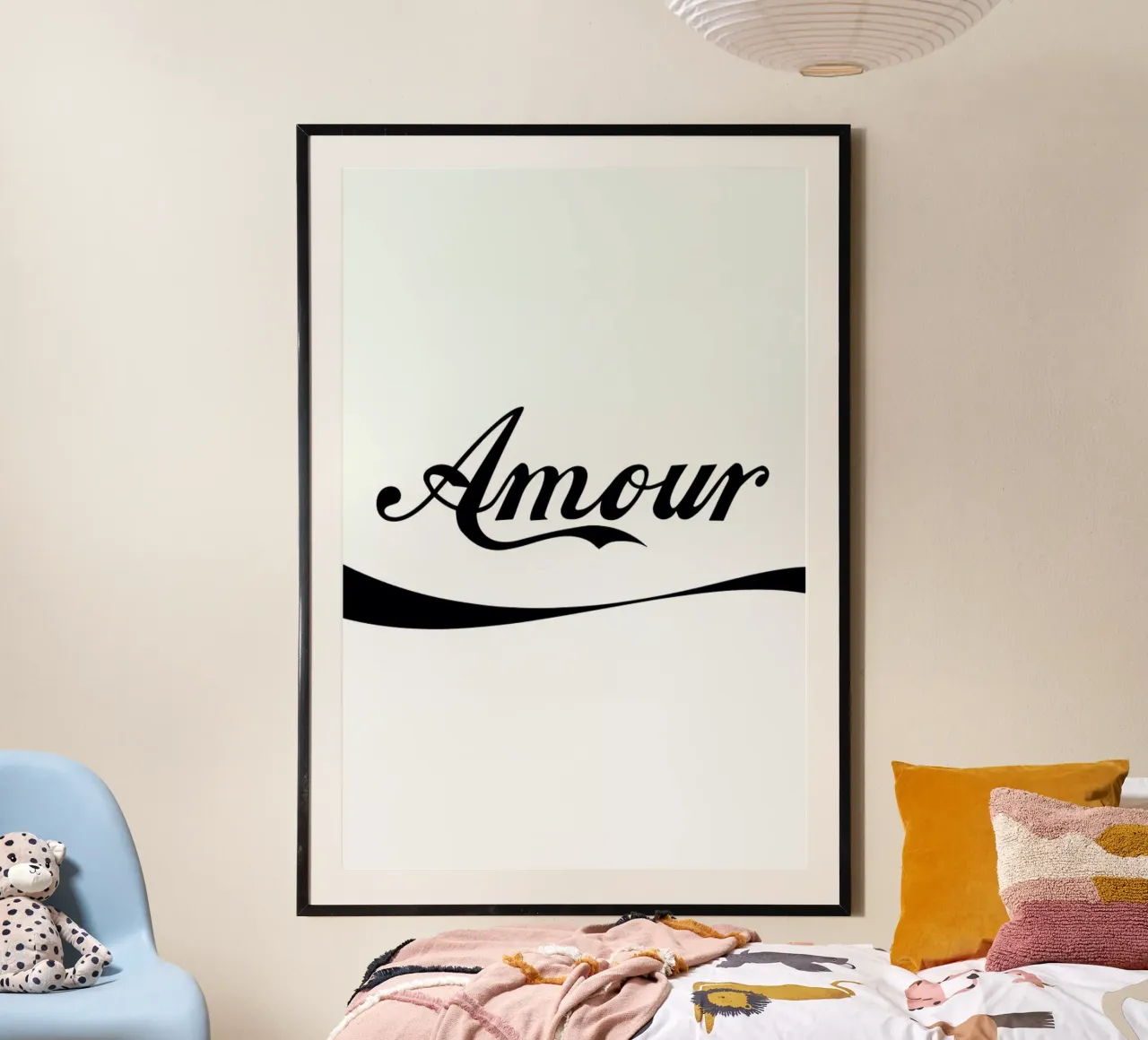 Amour White poster con telaio in plastica da FRAICHE