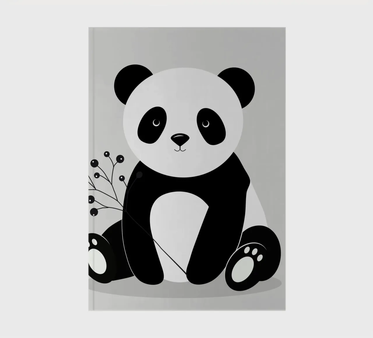 Minimalist panda, with a delicate berry branch notebook by namosh