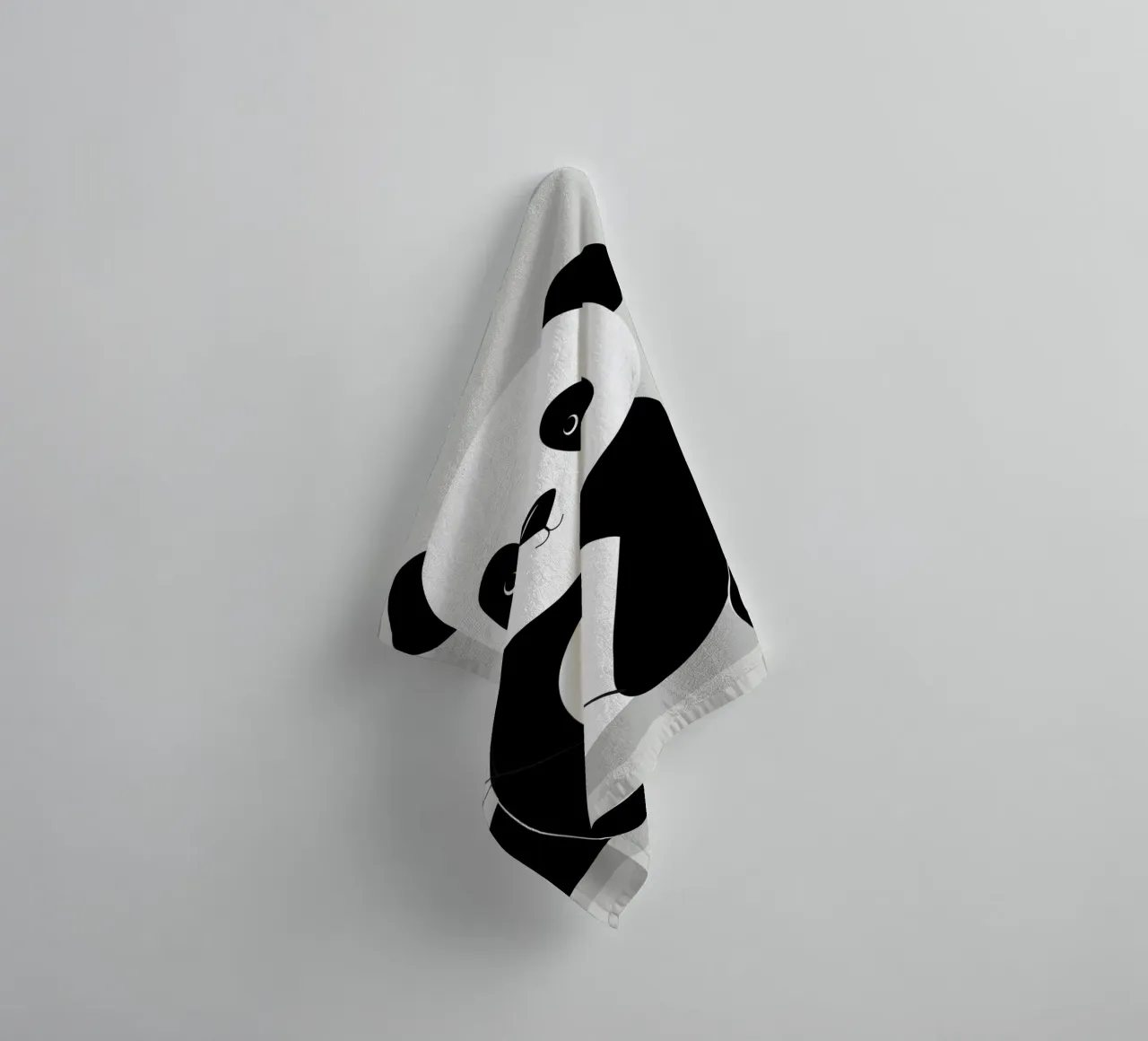 Minimalist panda, with a delicate berry branch towel by namosh