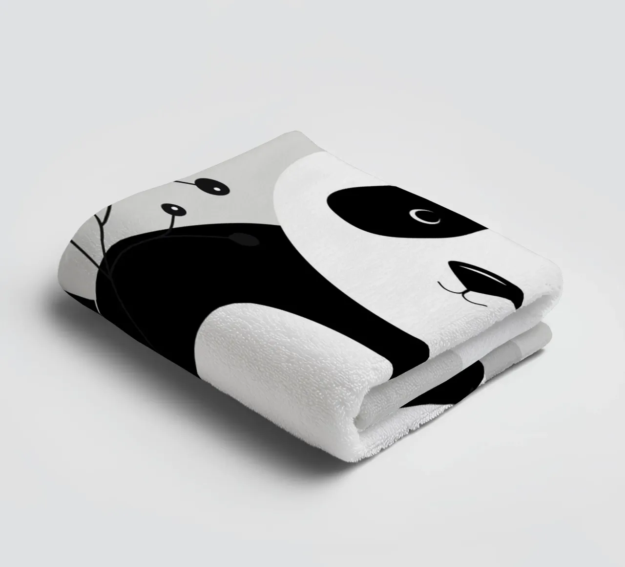 Minimalist panda, with a delicate berry branch towel by namosh