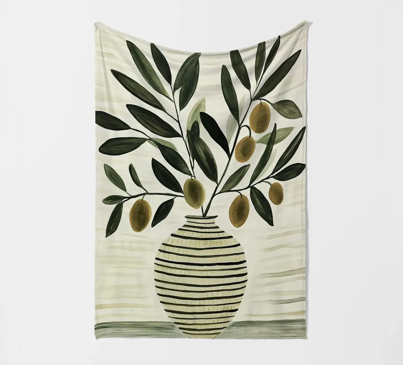 Olivenzweig in Vase Fleecedecke von IamHomeStudio