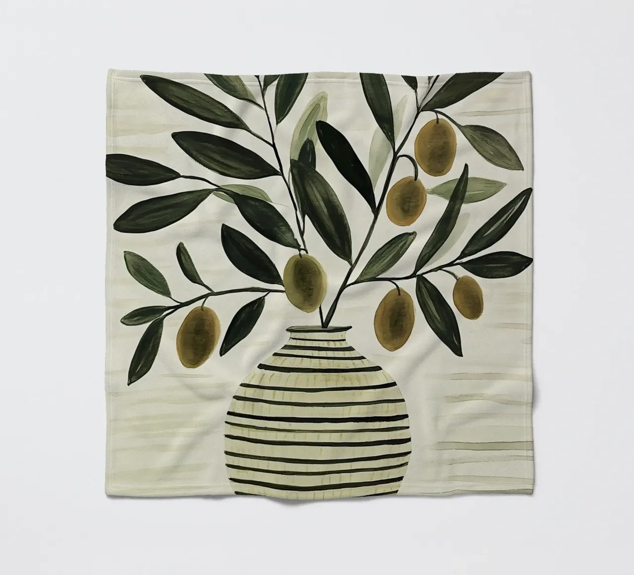 Olivenzweig in Vase Fleecedecke von IamHomeStudio
