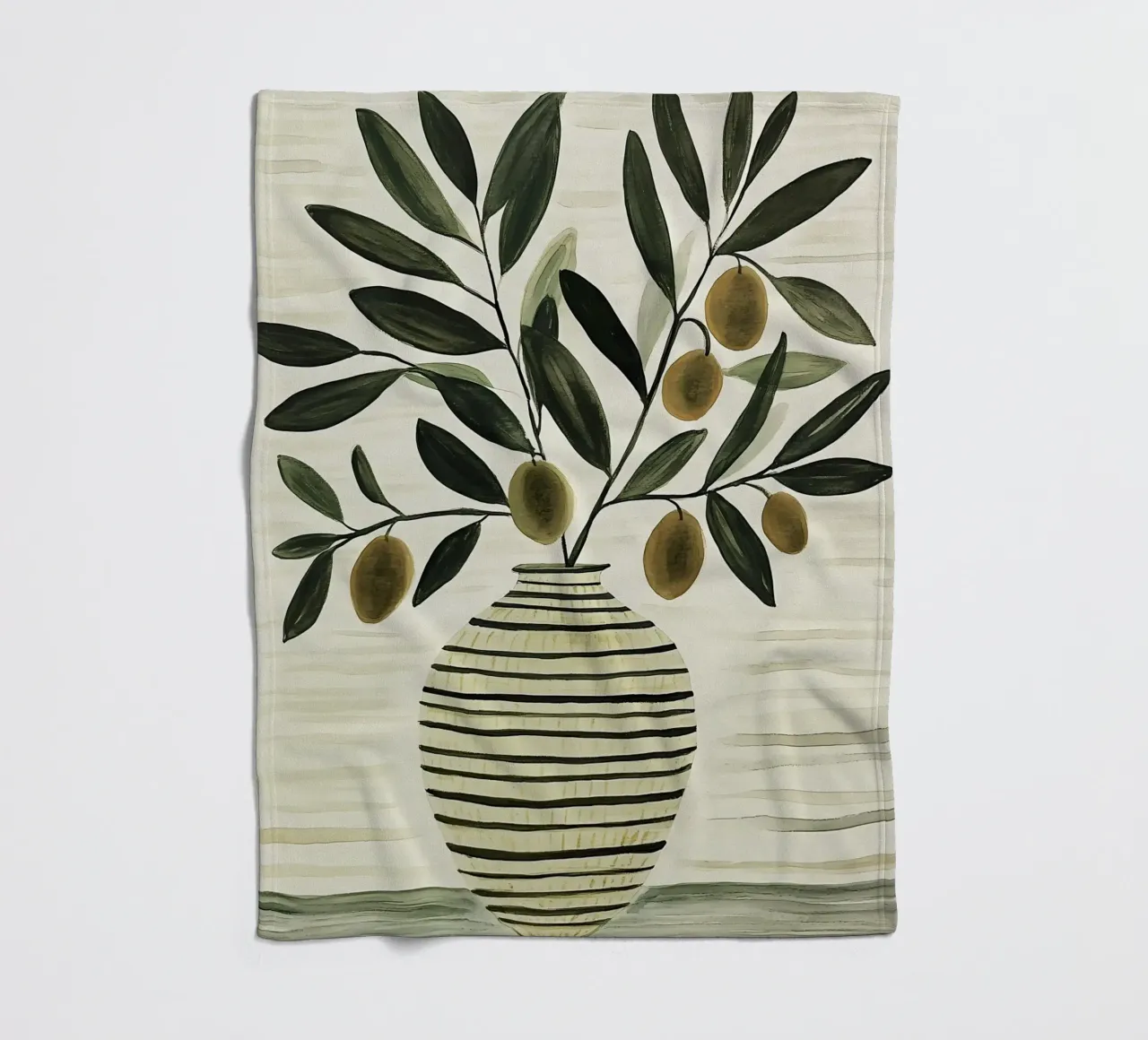 Olivenzweig in Vase Fleecedecke von IamHomeStudio