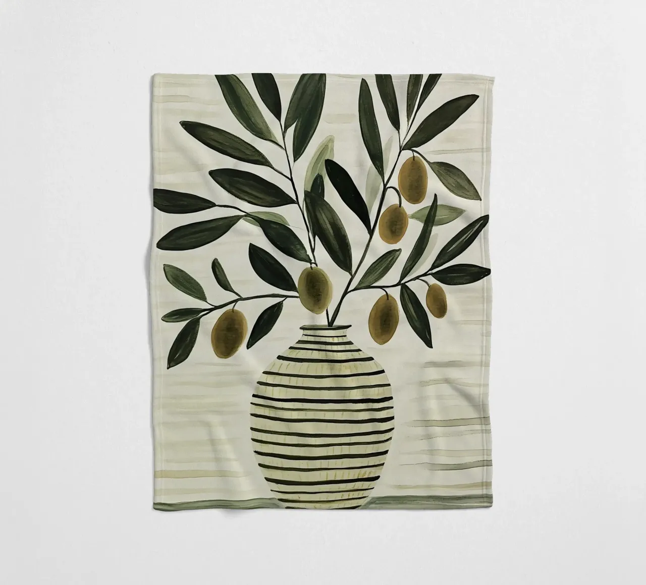 Olivenzweig in Vase Fleecedecke von IamHomeStudio