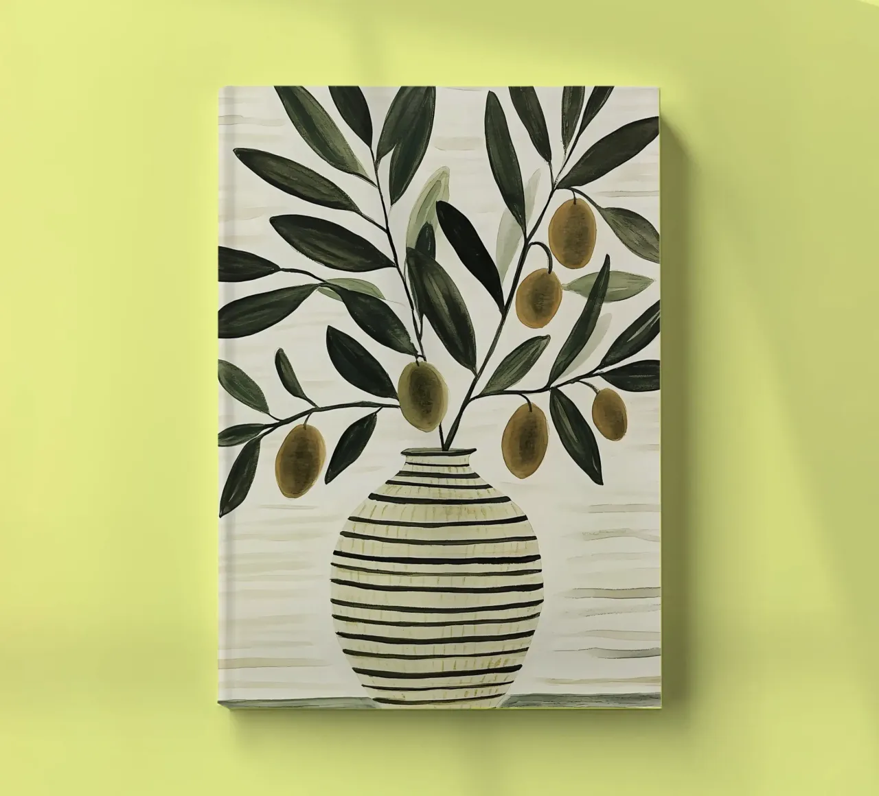 Olive branch in vase notebook by IamHomeStudio