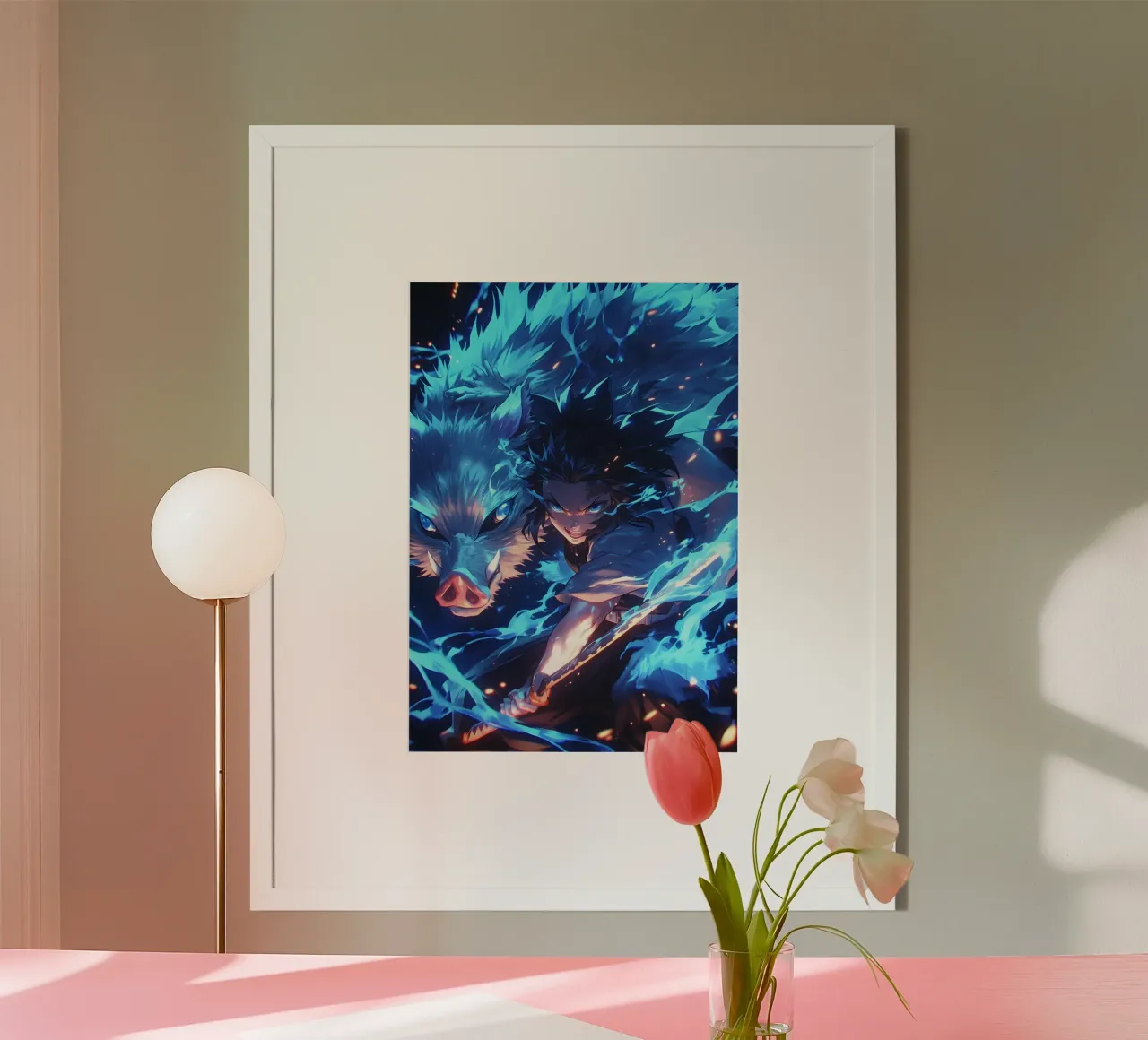Inosuke kimetsu no yaiba poster con telaio in alluminio da CreativeStudio