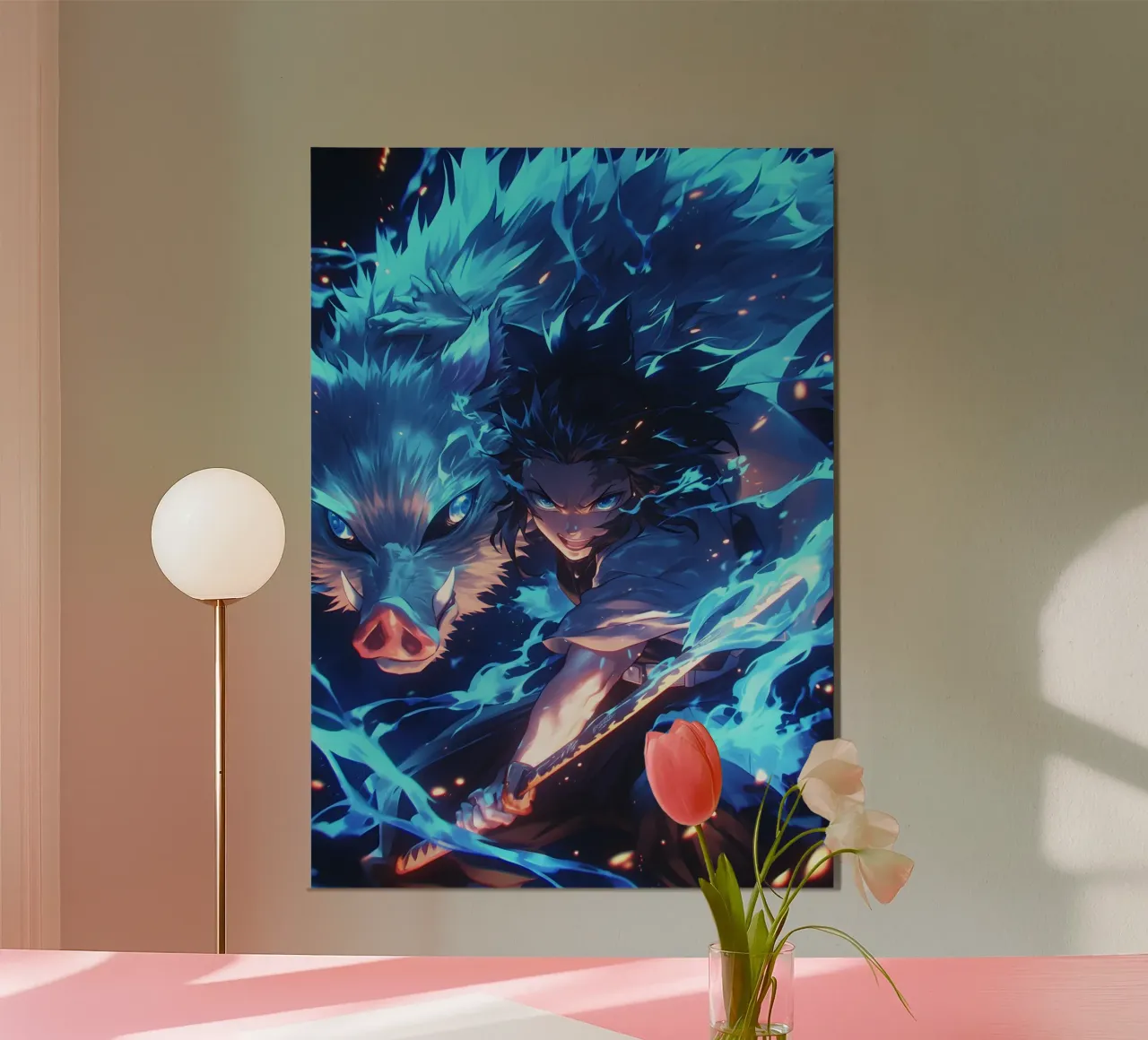 Inosuke kimetsu no yaiba poster con telaio in alluminio da CreativeStudio