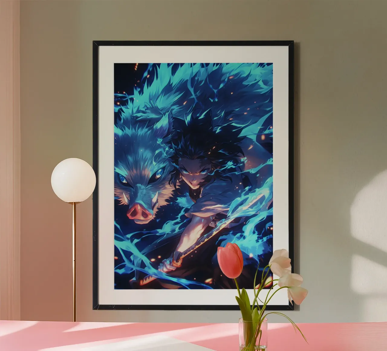 Inosuke kimetsu no yaiba poster con telaio in alluminio da CreativeStudio