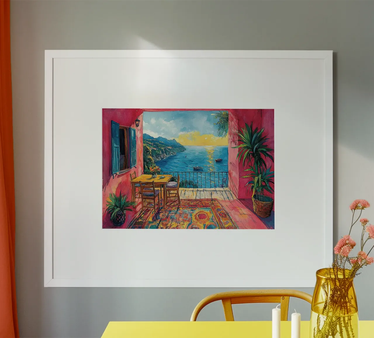 Henri Matisse inspiriert Meer Fauvismus Mediterran Poster mit Holzrahmen von Nikis Art Studio