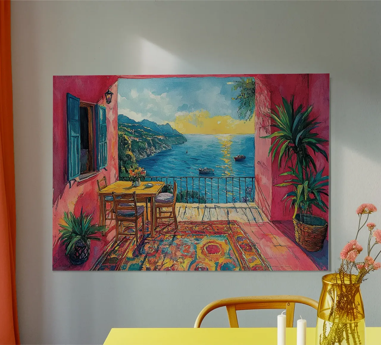 Henri Matisse inspiriert Meer Fauvismus Mediterran Poster mit Holzrahmen von Nikis Art Studio