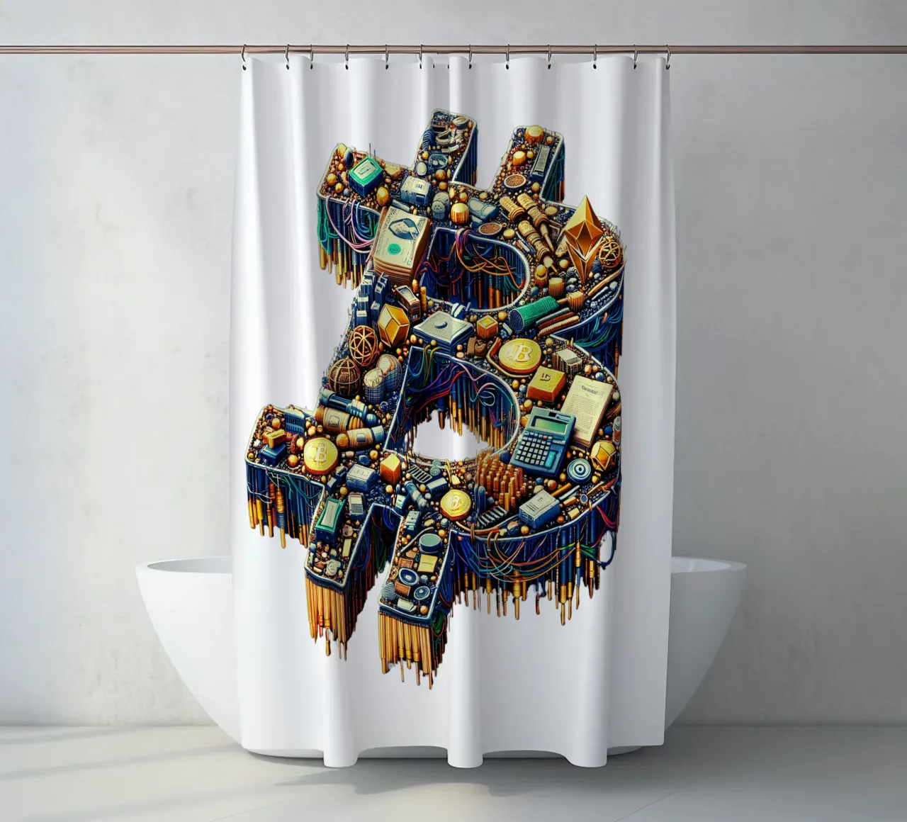 BTX-BTC shower curtain by Crypto_Jungle