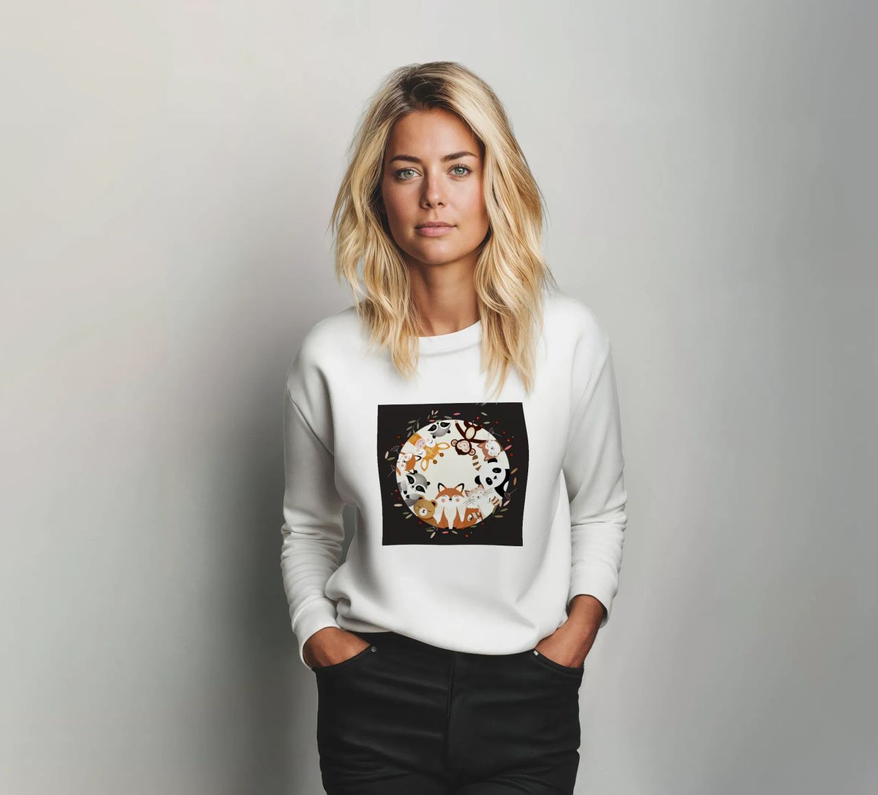 Des amis animaux joyeux dans un design circulaire sweat de namosh