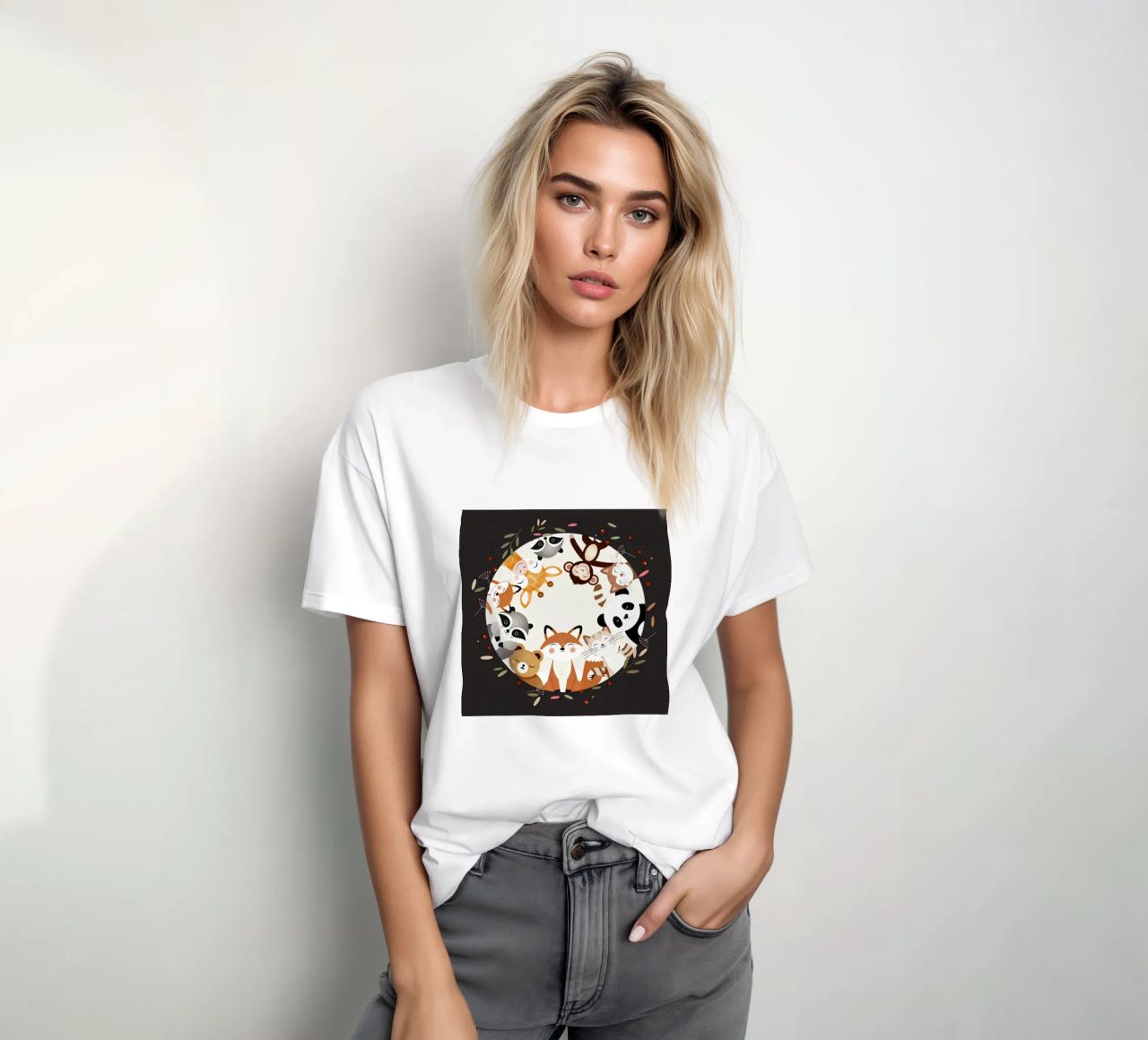Des amis animaux joyeux dans un design circulaire t-shirt de namosh