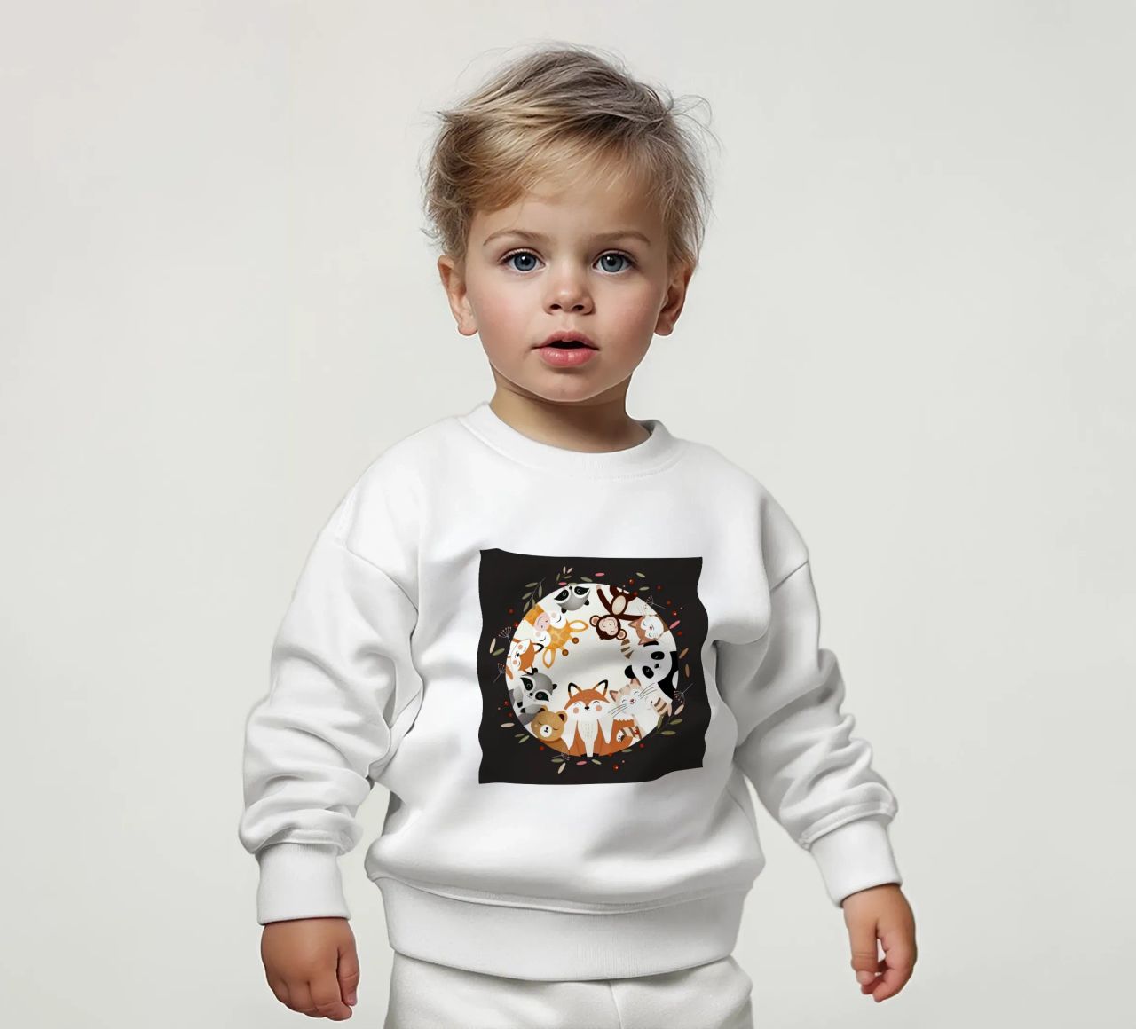 Des amis animaux joyeux dans un design circulaire sweat pour bébé de namosh