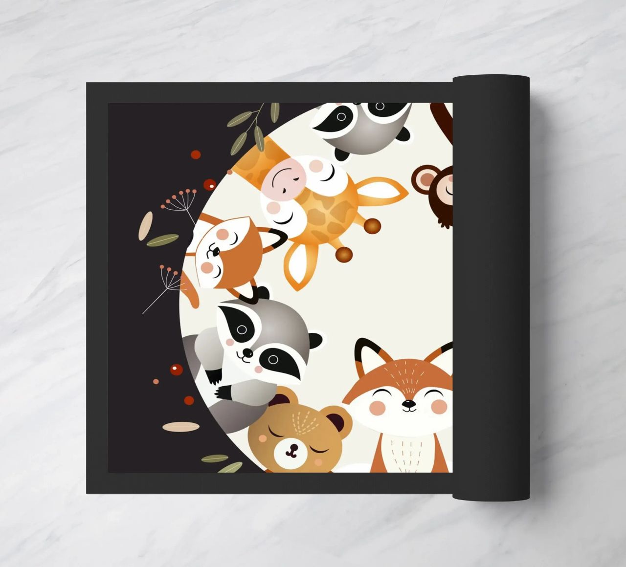 Des amis animaux joyeux dans un design circulaire paillasson de namosh