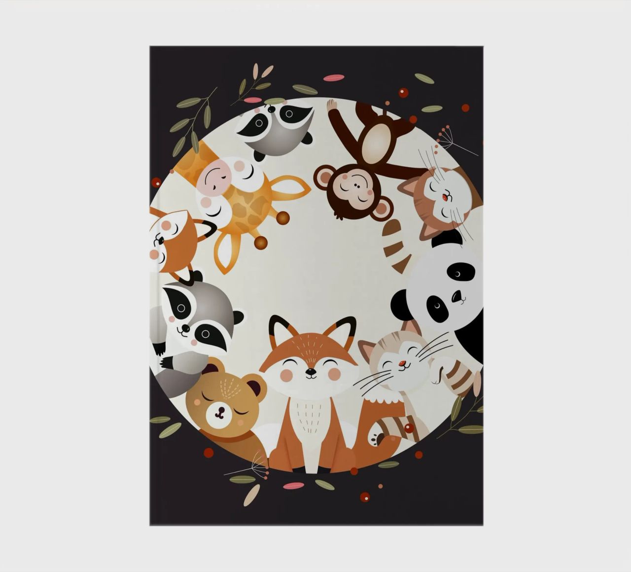 Des amis animaux joyeux dans un design circulaire carnet de notes de namosh