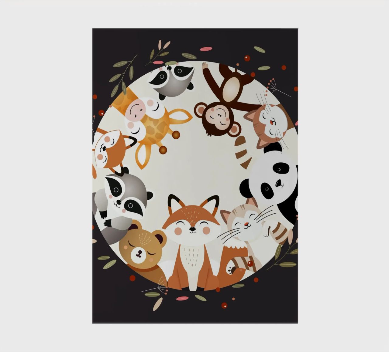 Des amis animaux joyeux dans un design circulaire carnet de notes de namosh