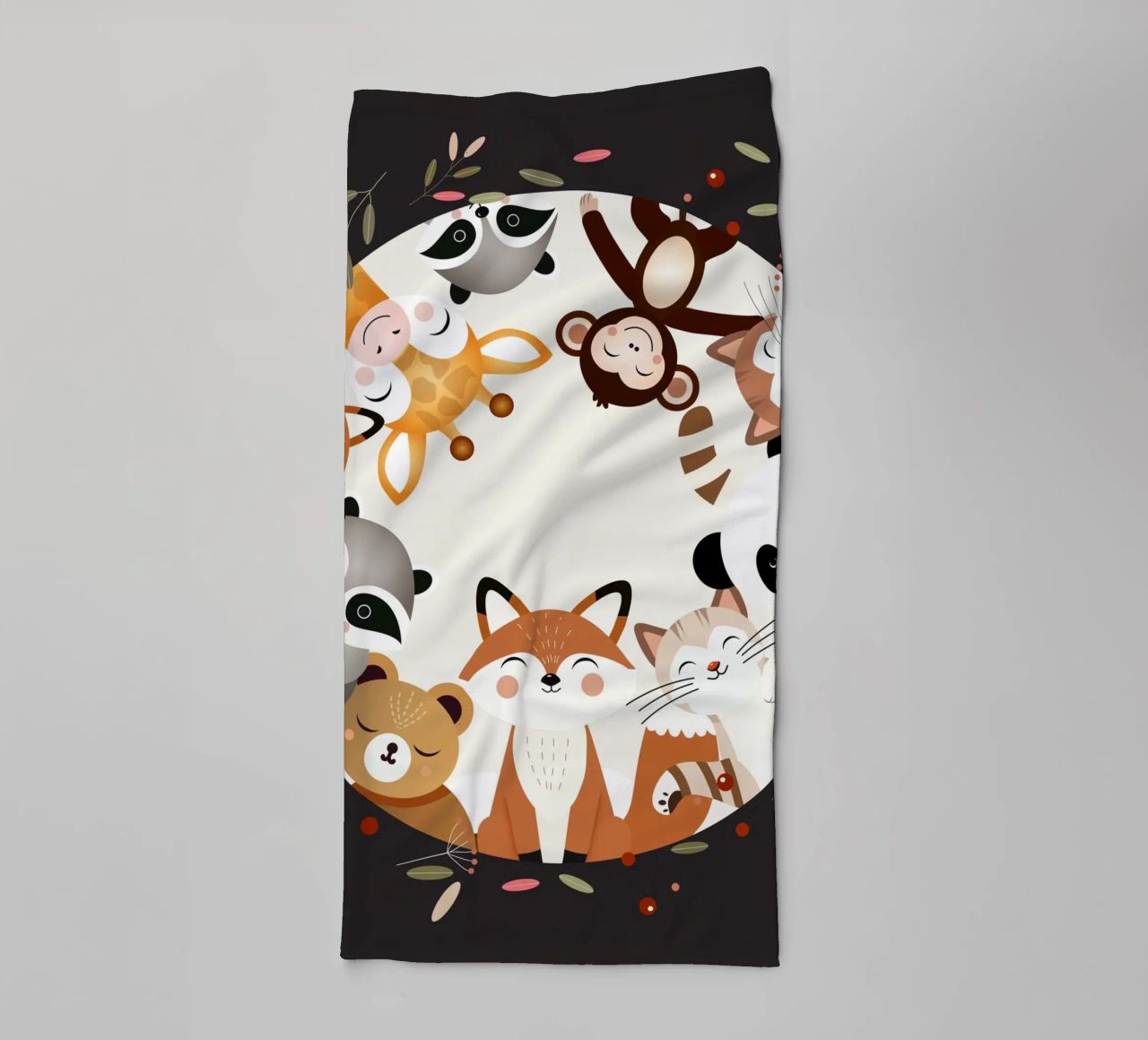 Des amis animaux joyeux dans un design circulaire serviette de bain de namosh