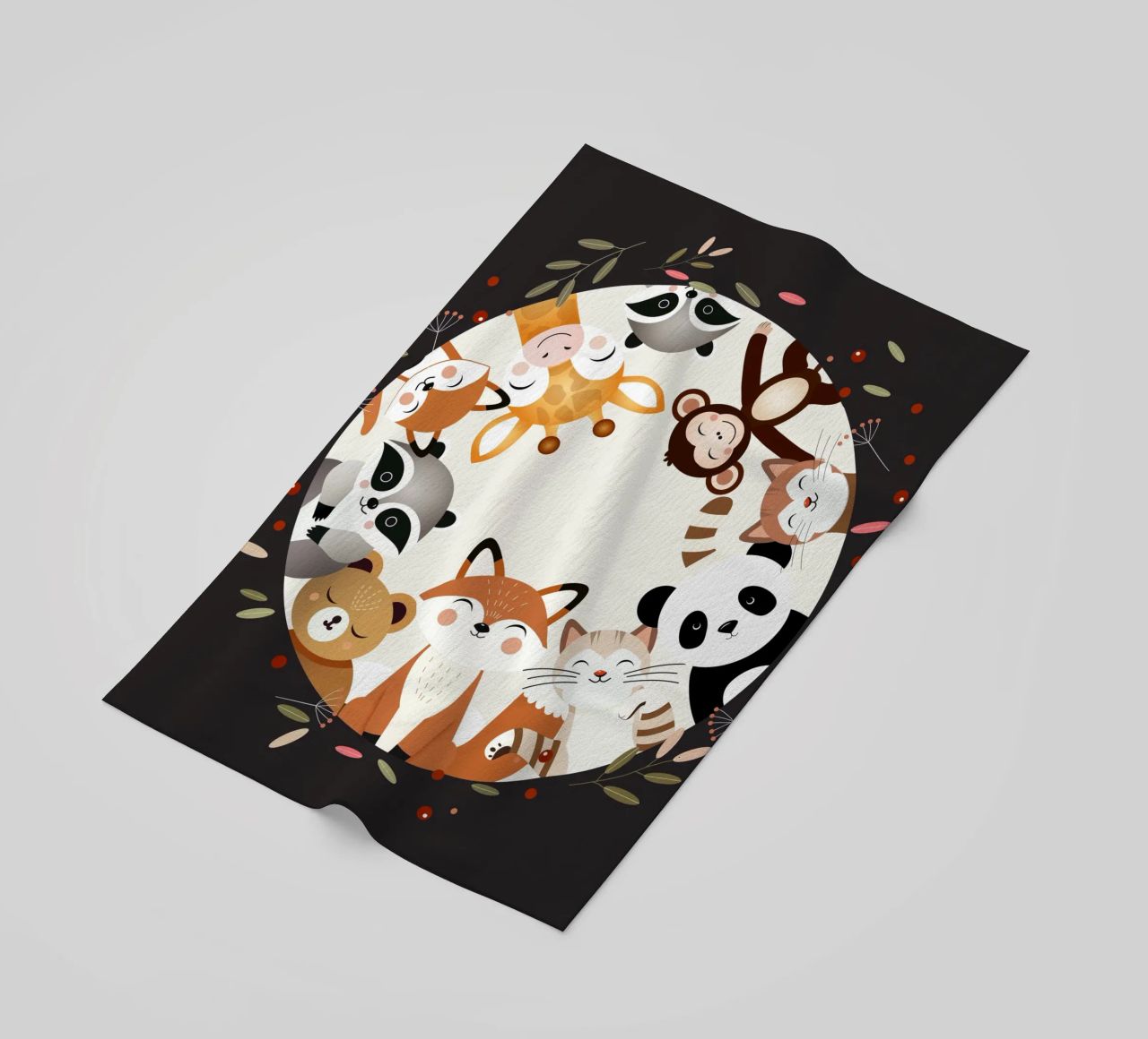 Des amis animaux joyeux dans un design circulaire serviette de plage de namosh
